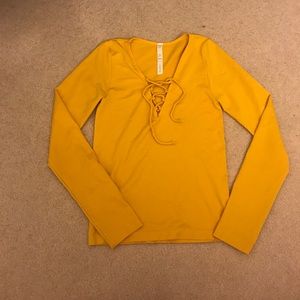 Yellow lace up top