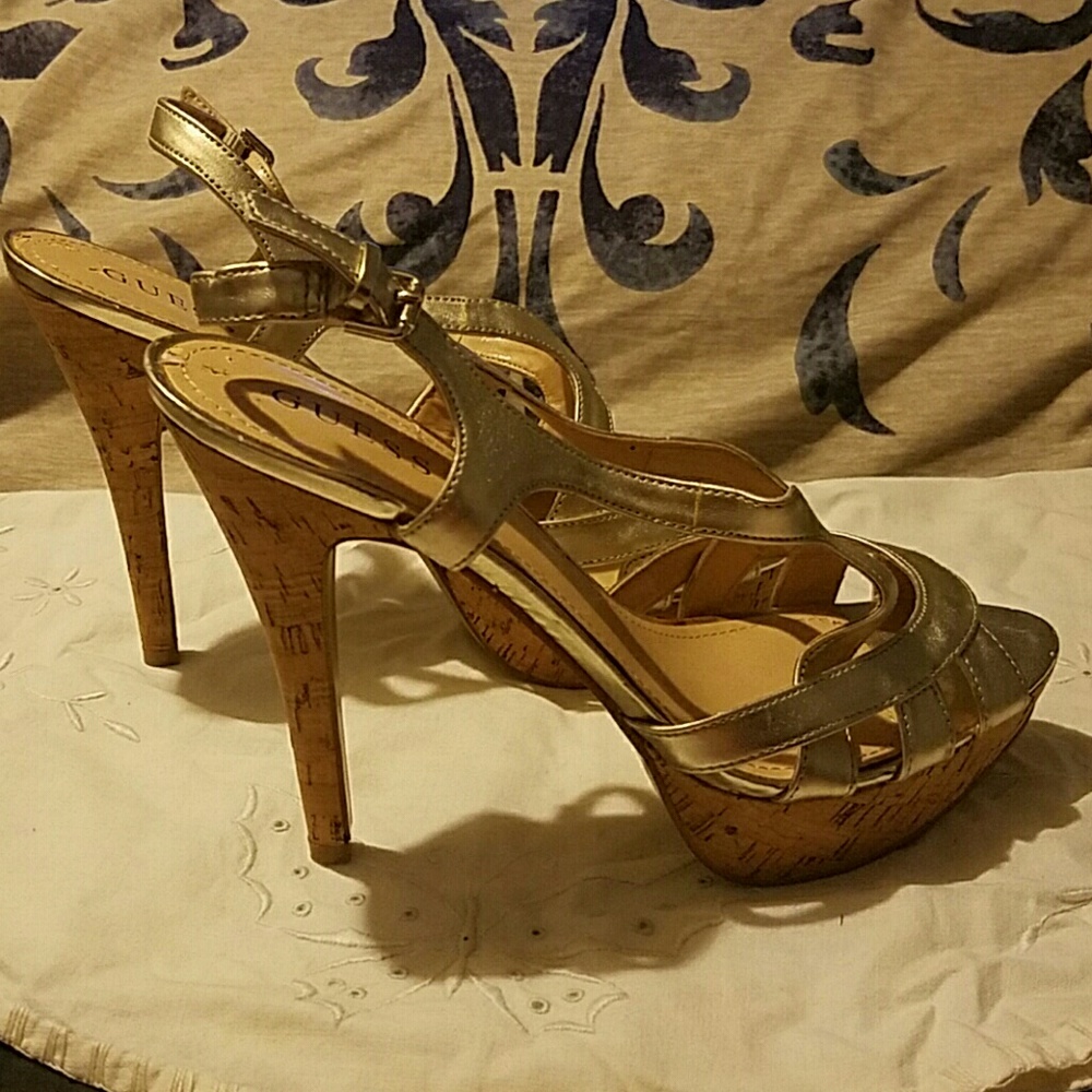 Gold Guess High Heel Sandles