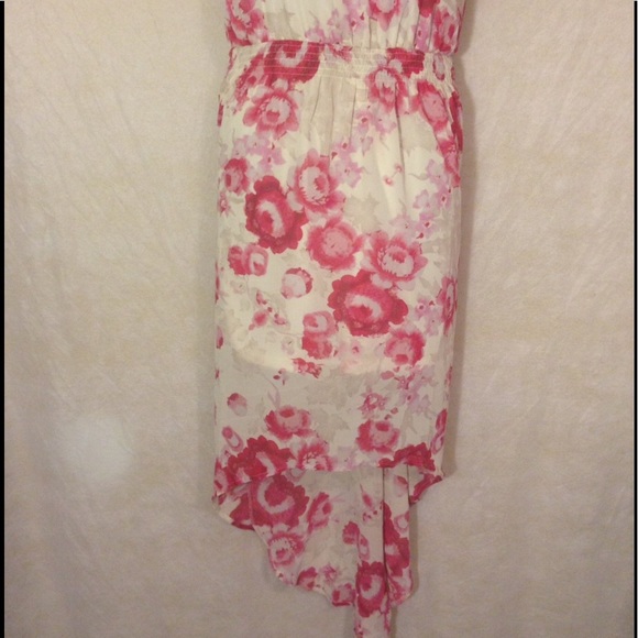 Pink and cream ruffle semi sheer dress with slip - Picture 3 of 6