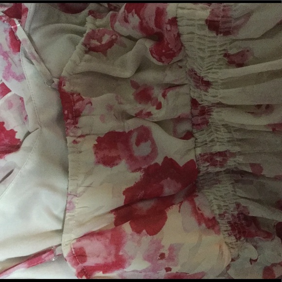 Pink and cream ruffle semi sheer dress with slip - Picture 6 of 6