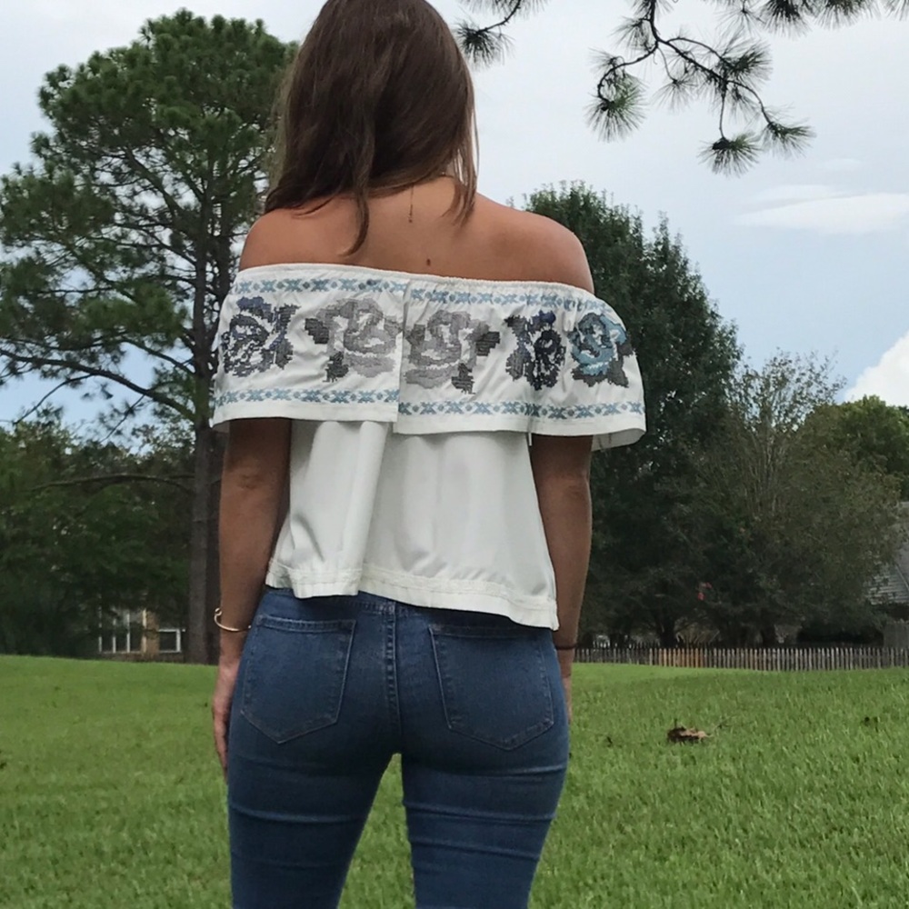 Embroidered Off the Shoulder Top - Picture 3 of 3