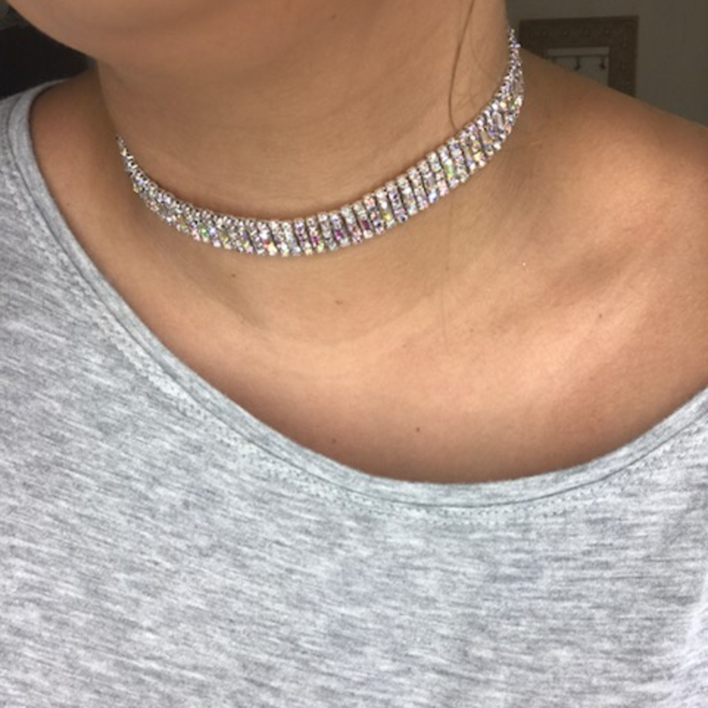 iridescent choker necklace (Rhinestone)