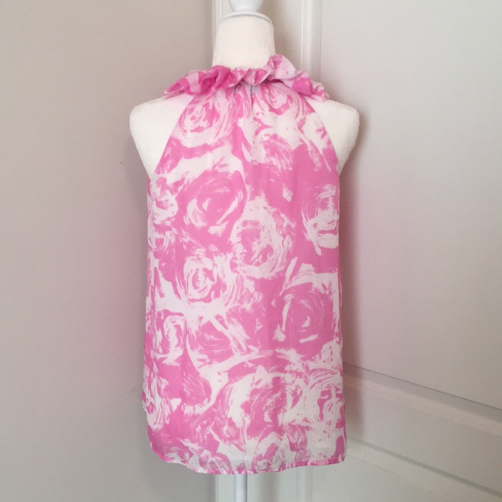 Ann Taylor Loft Sleeveless Ruffle Collar Tie Top - Picture 3 of 8