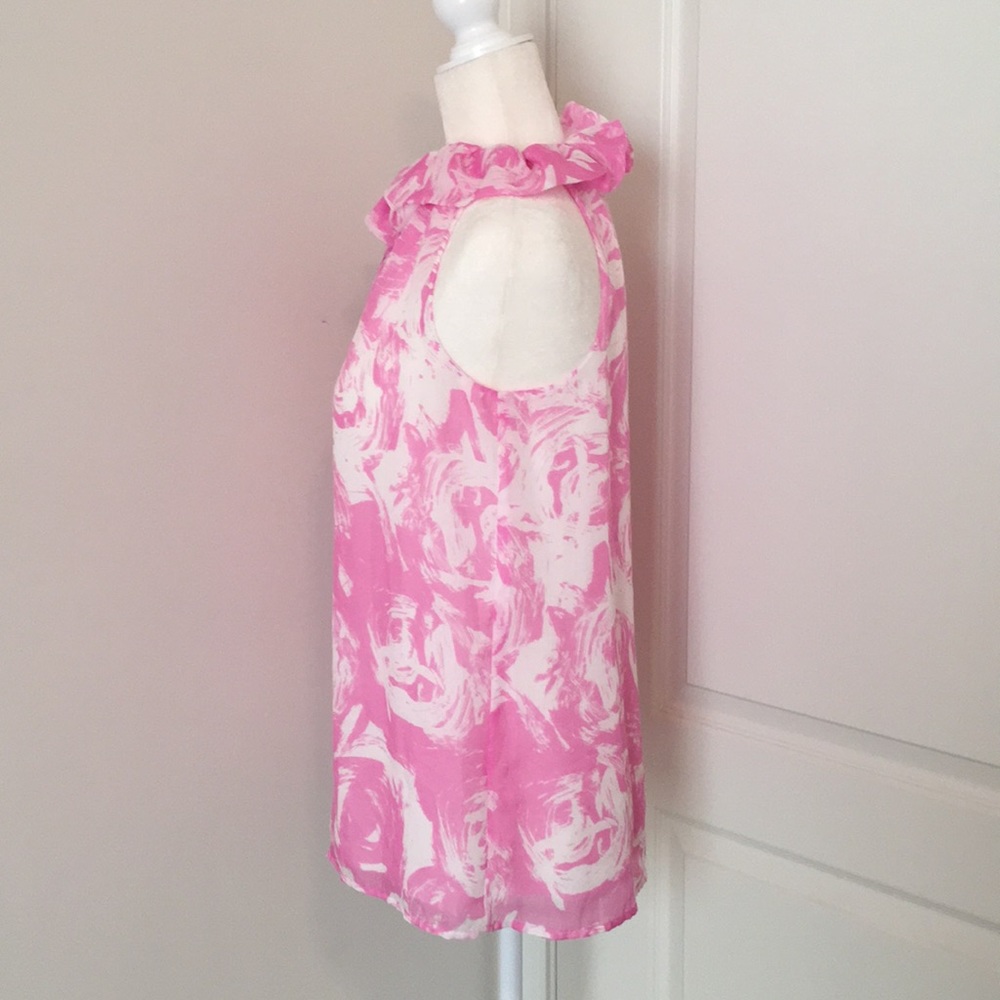 Ann Taylor Loft Sleeveless Ruffle Collar Tie Top - Picture 2 of 8