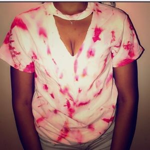 Tie dye triangle cut out t-shirt