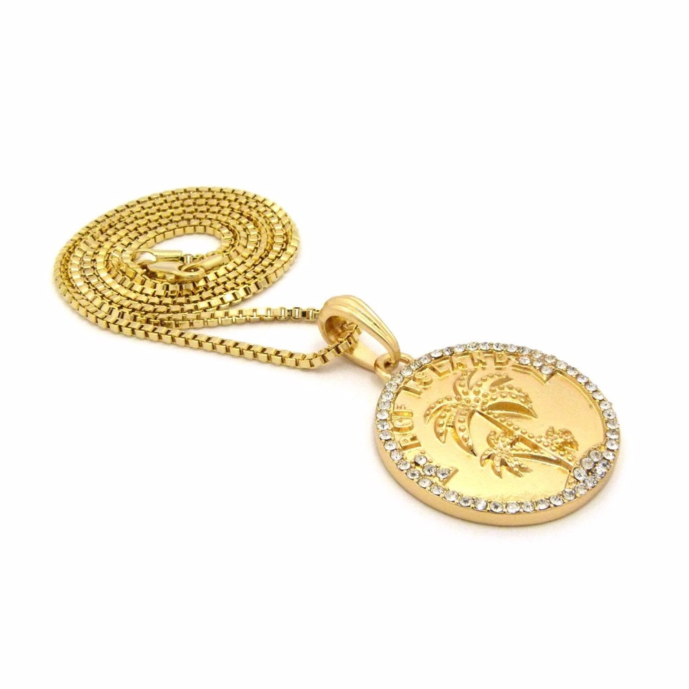 Iced Out RGF Island Palm Tree Pendant & 24" chain - Picture 6 of 7
