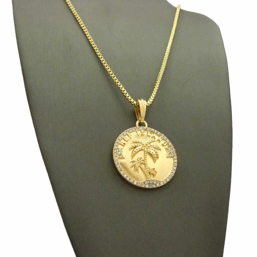 Iced Out RGF Island Palm Tree Pendant & 24" chain - Picture 7 of 7