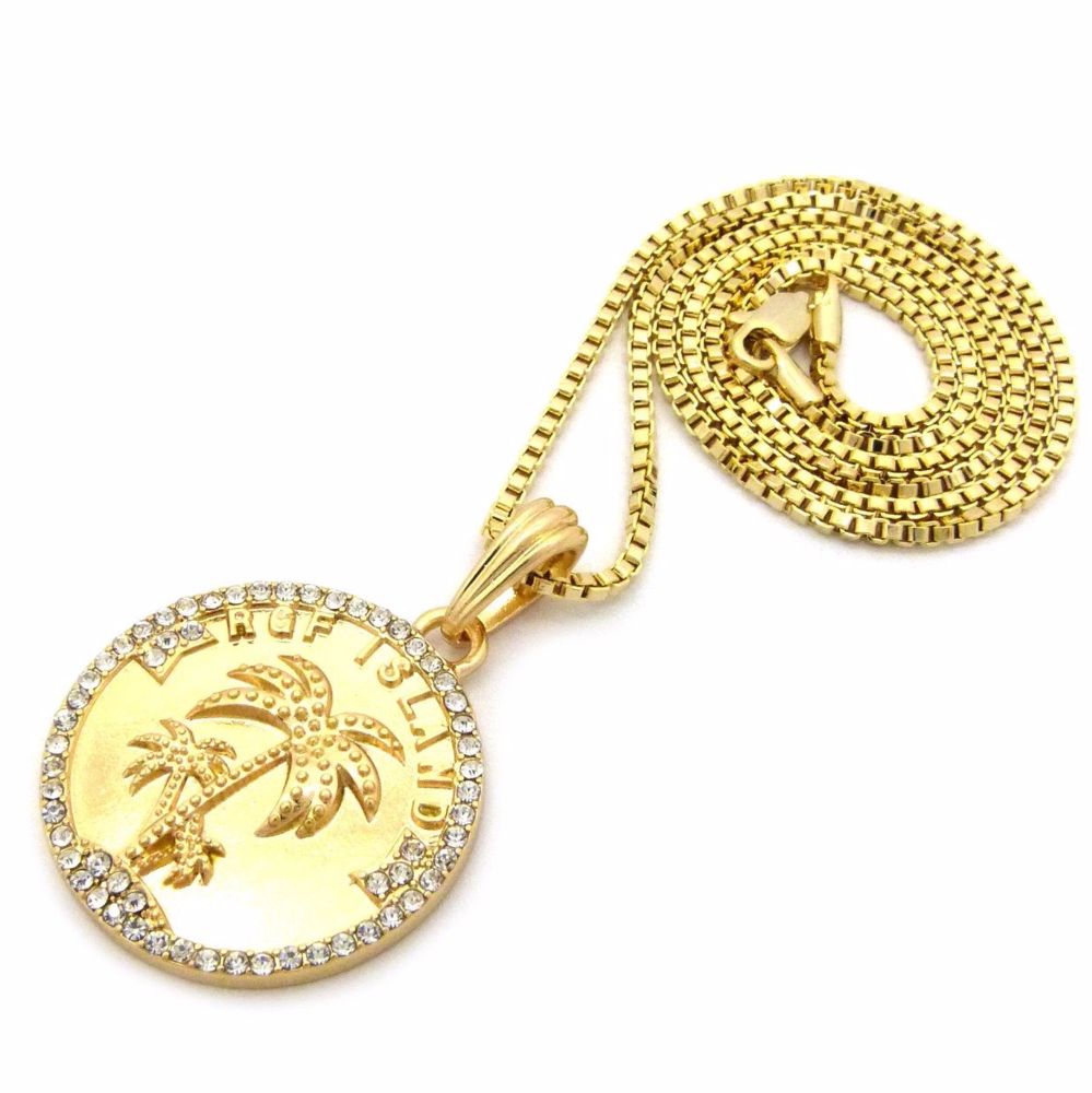 Iced Out RGF Island Palm Tree Pendant & 24" chain - Picture 4 of 7