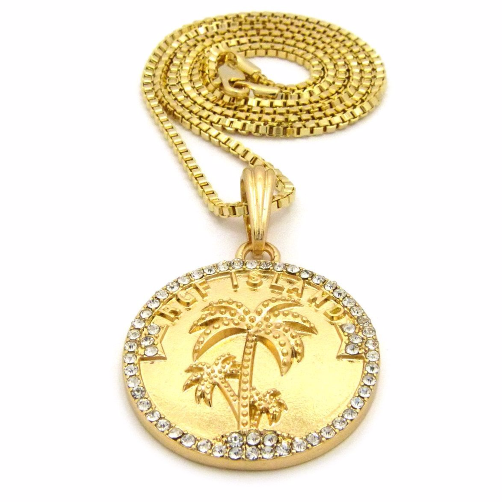 Iced Out RGF Island Palm Tree Pendant & 24" chain - Picture 3 of 7