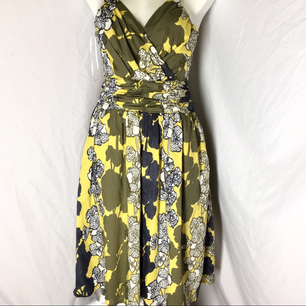 Aryeh Cross-Over Yellow Green Sundress size Large