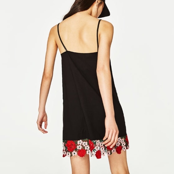 Zara black faux leather dress with lace trim - Picture 2 of 5