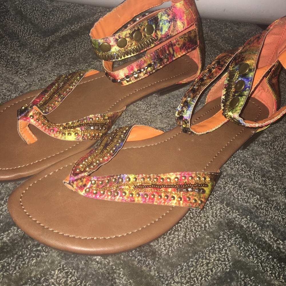 Orange/Multicolored Sandals