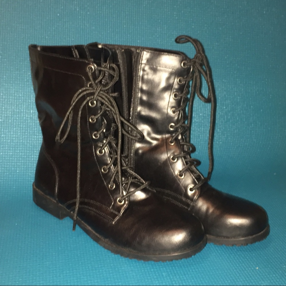 black combat boots