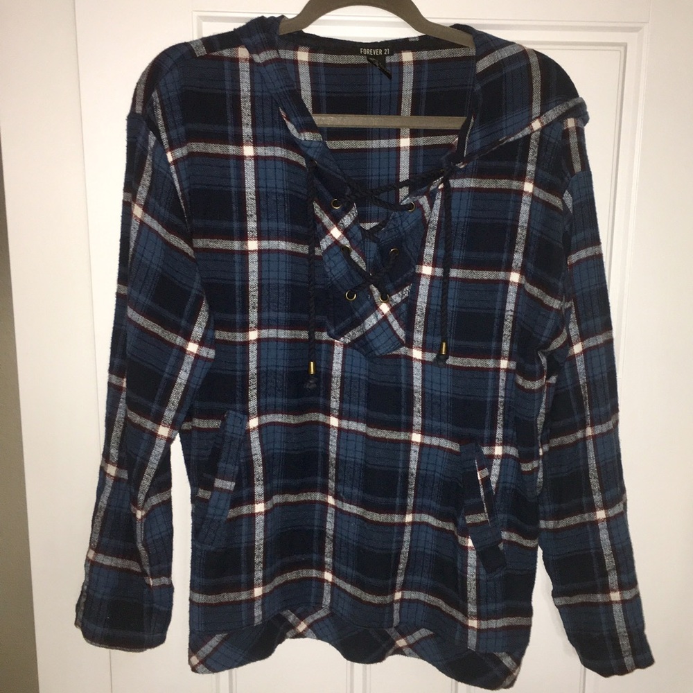 Lace up/hooded flannel