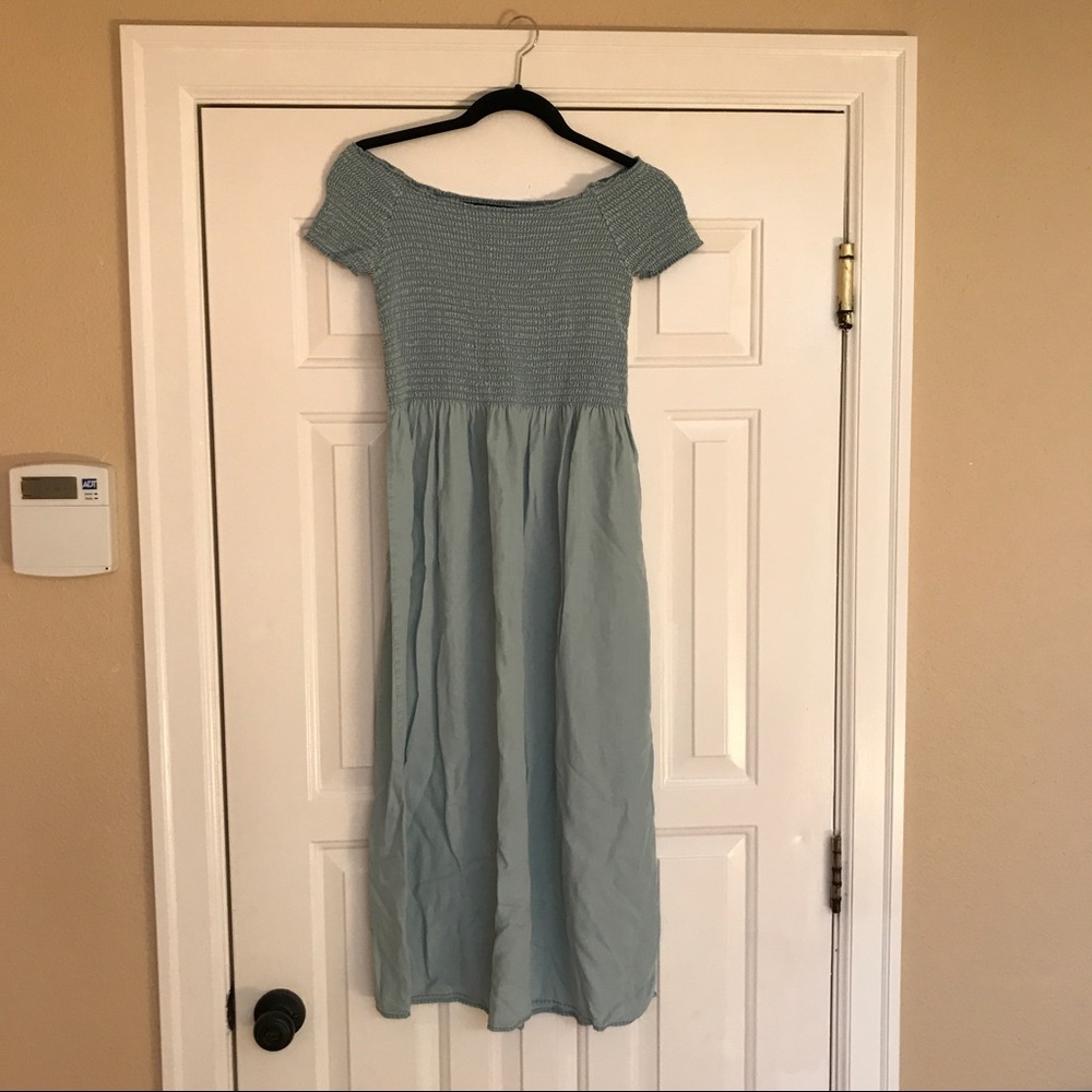 ZARA light blue off the shoulder dress