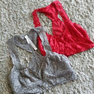 NWOT Free People lace razorback bralette lot of 2