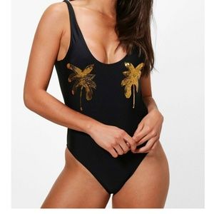 1 Piece Palm Tree Scoop Swimsuit