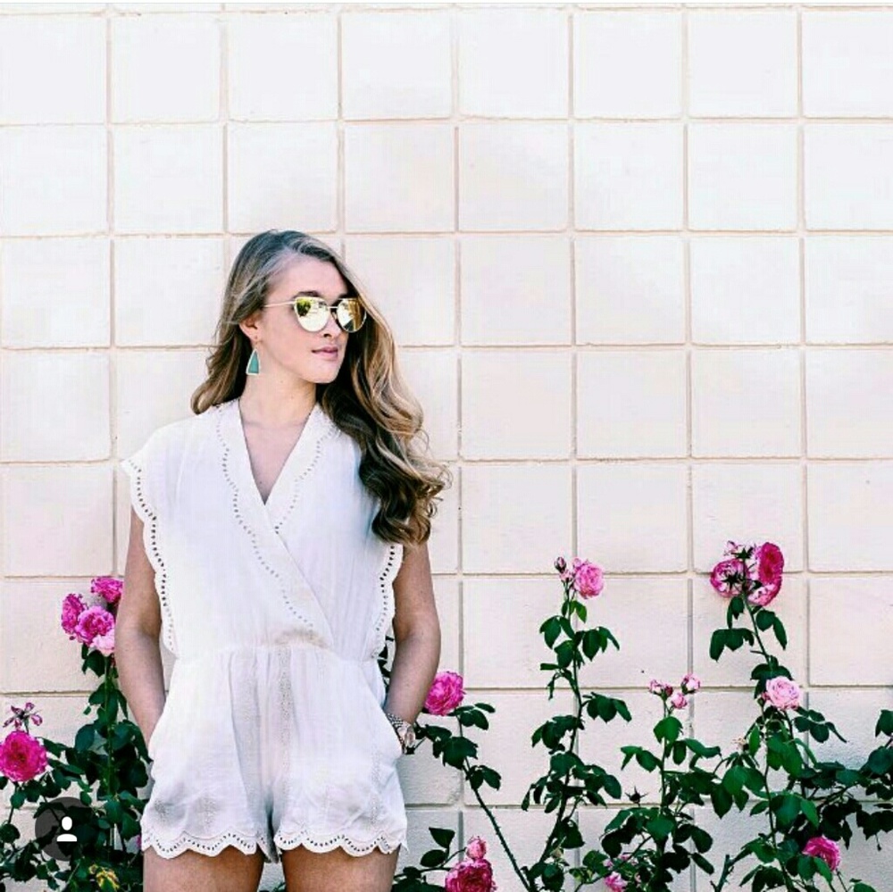NWT Sugar + Lips white embroidered romper