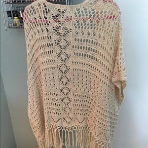Tan crochet/knit kimono