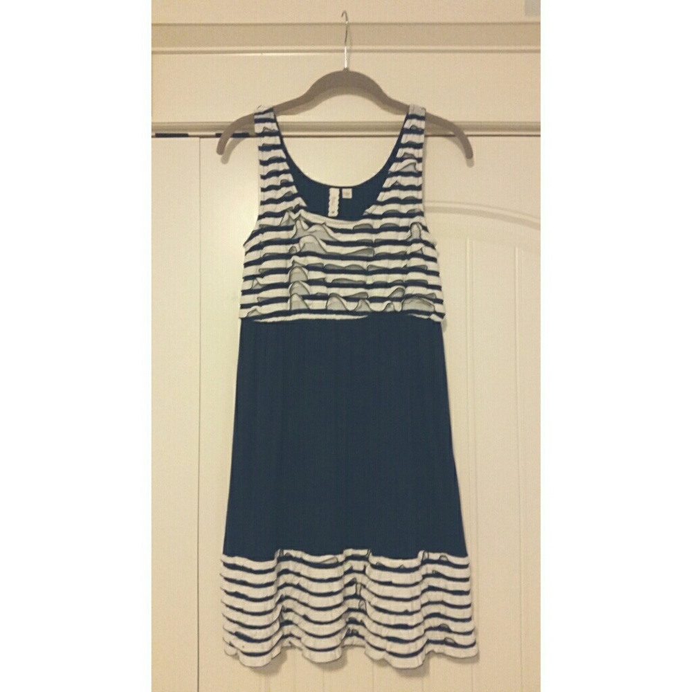 Navy Ruffle Stripe Sailor A-Line