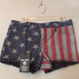 NEW WITH TAGS. Kill City Flag Cut-off Shorts