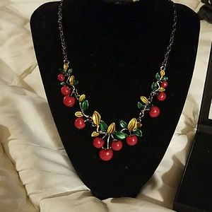 Cherry necklace and earring set