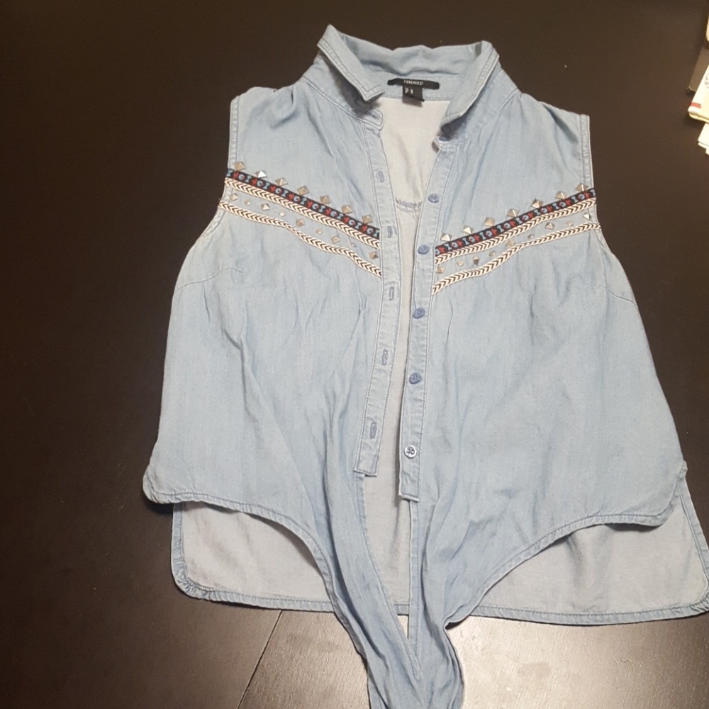 Light denim crop top