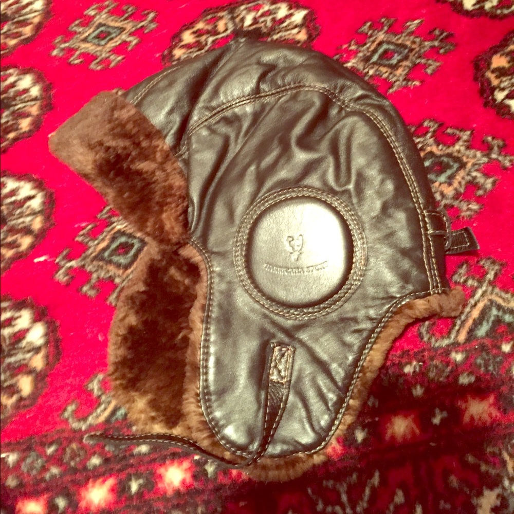 Harricana Sport leather fur lined aviators hat