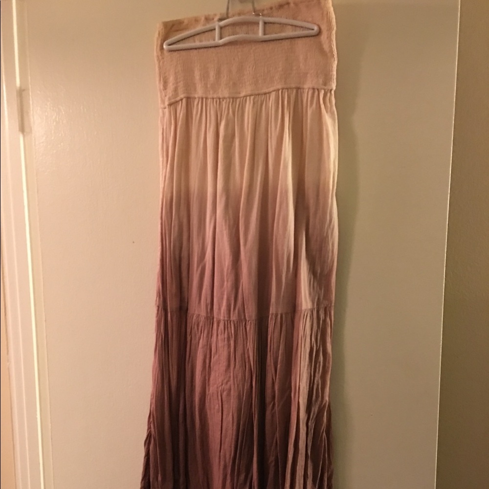 Ombré Pink Strapless Maxi Dress