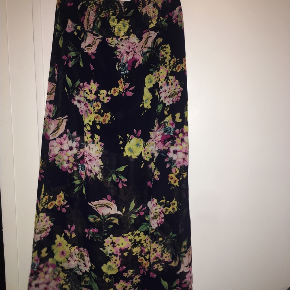 Long Navy Floral Skirt