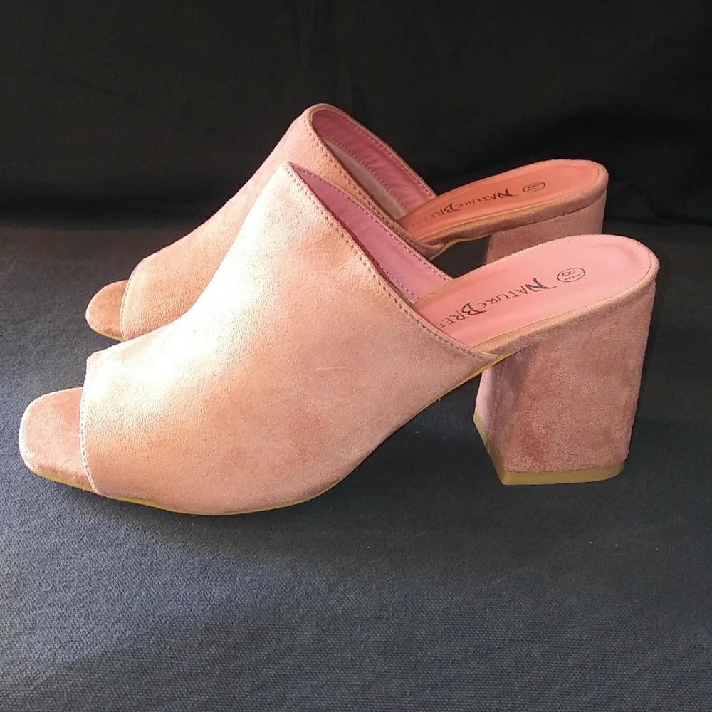 New Women's Slip On Pink Faux Suede Sandals - Picture 6 of 8