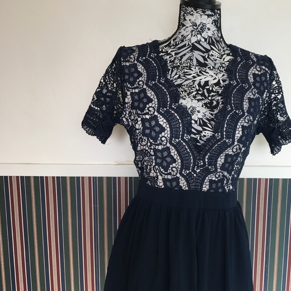 Club L Scalloped Crochet Skater Dress