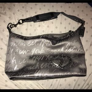 Gray glitter brand new coach purse hand bag