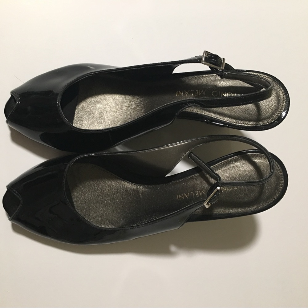 Patent Leather black wedges