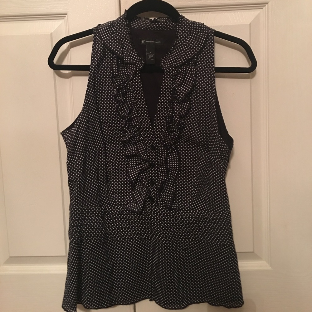 INC polka dot ruffle front with zipper on side