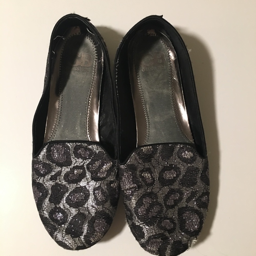 Black cheetah print glittery flats