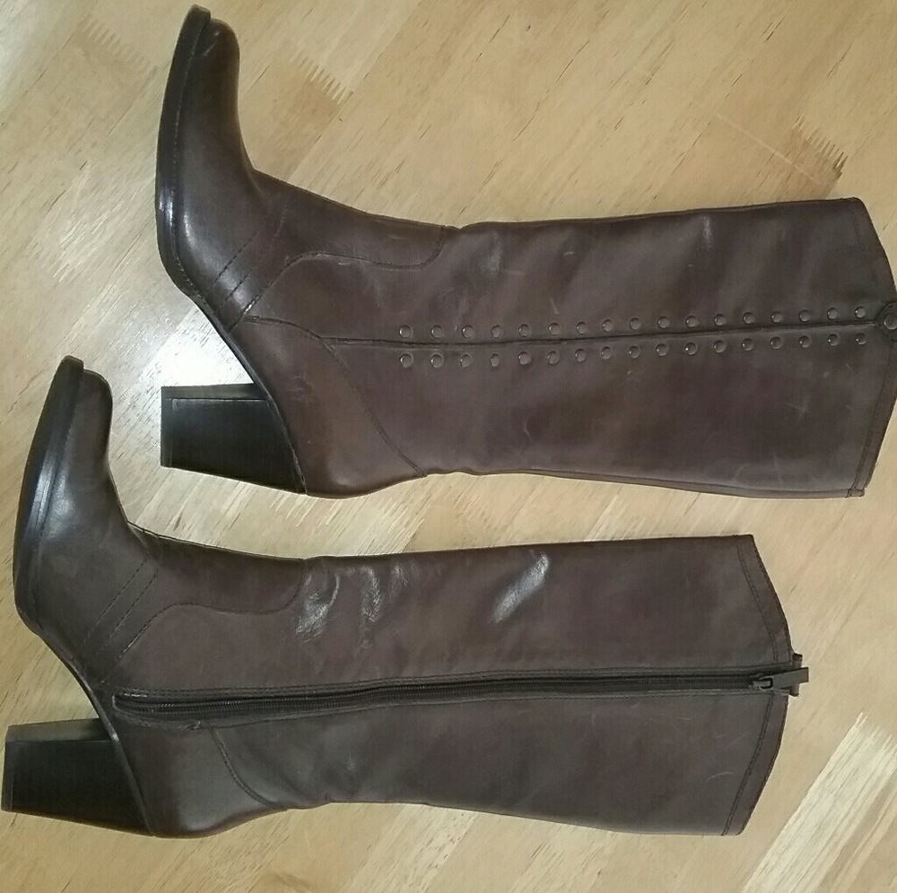 EUC Reba Leather Cowgirl Boots, "Rusty" Dark Brown