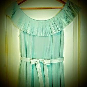 Vintage pastel teal nightgown w accordion acccents