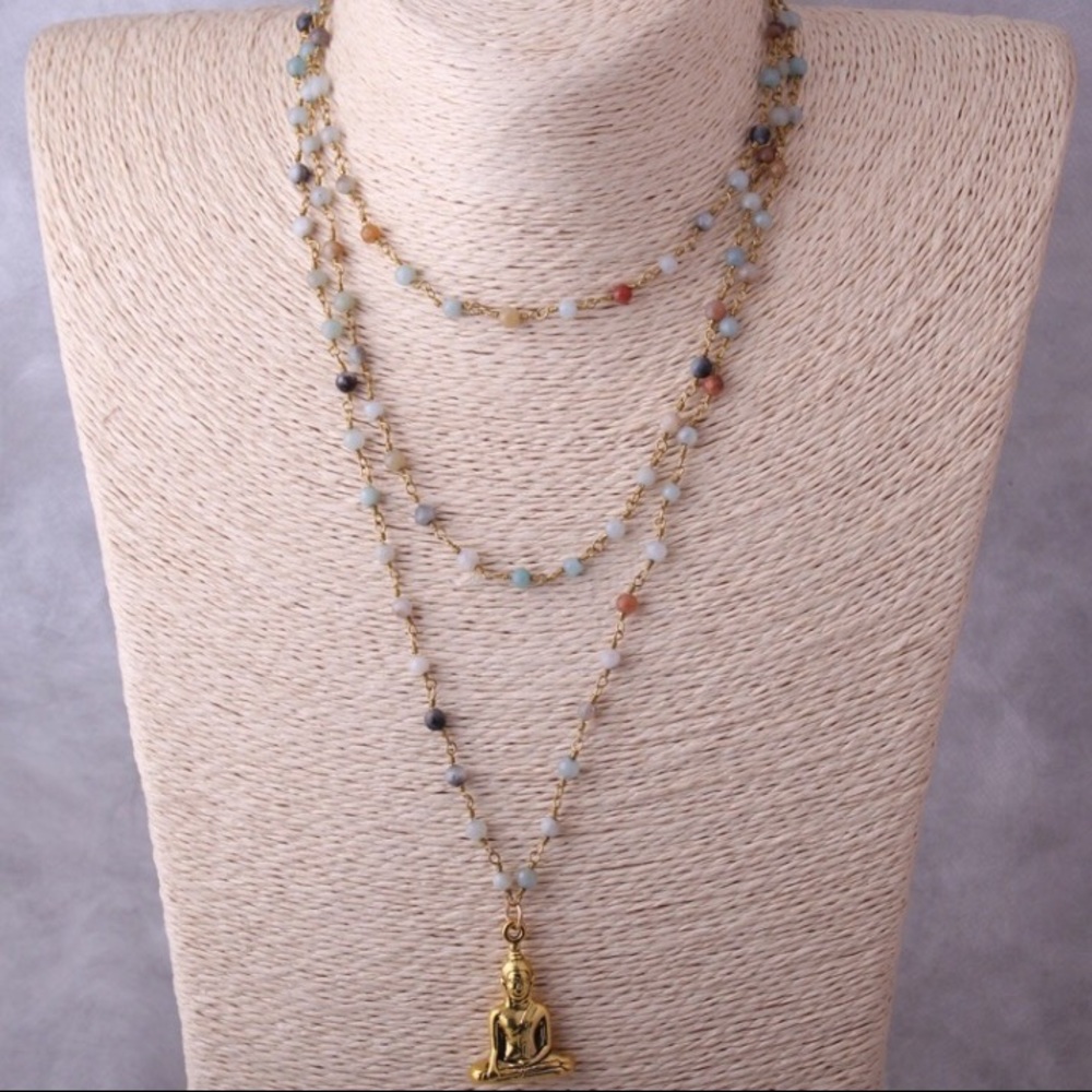 Long layered Buddha necklace