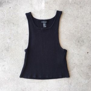 Super stretchy black ribbed cropped tank top