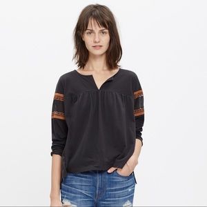 NWT madewell lace-inset peasant tee