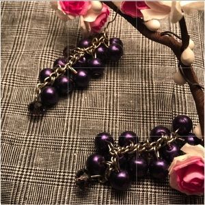 PURPLE BEADED DANGLING EARRINGS