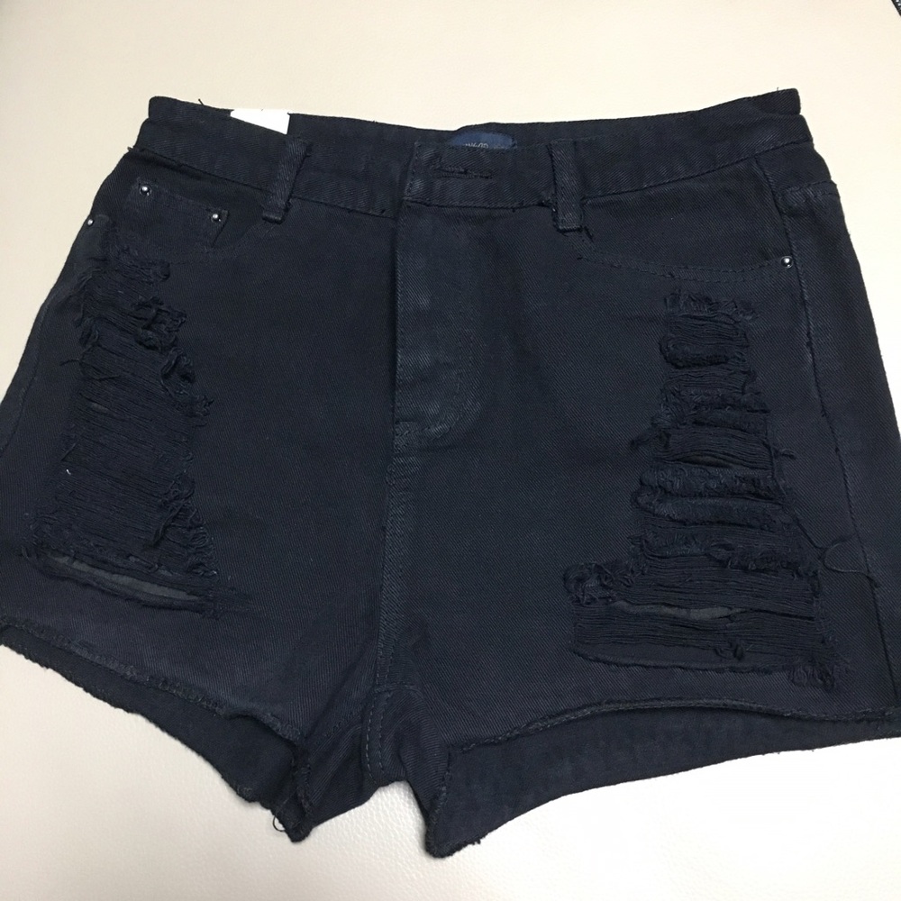black high waisted denim shorts