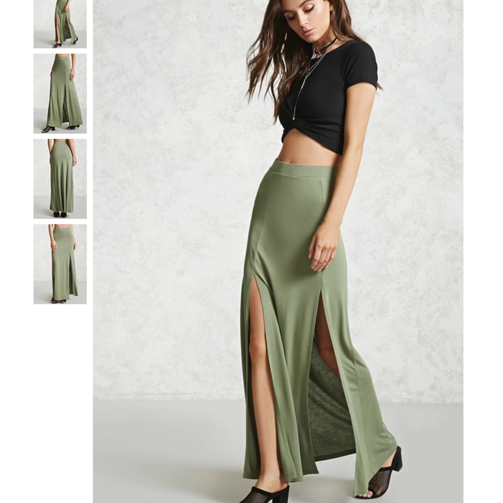 NWT Forever 21 Olive Contemporary Maxi Skirt