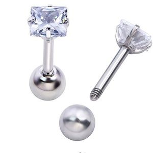 Set of two diamond screw back earrings