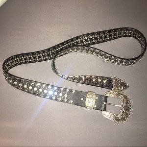 Nocona Rhinestone Bling Black Leather Belt XXL