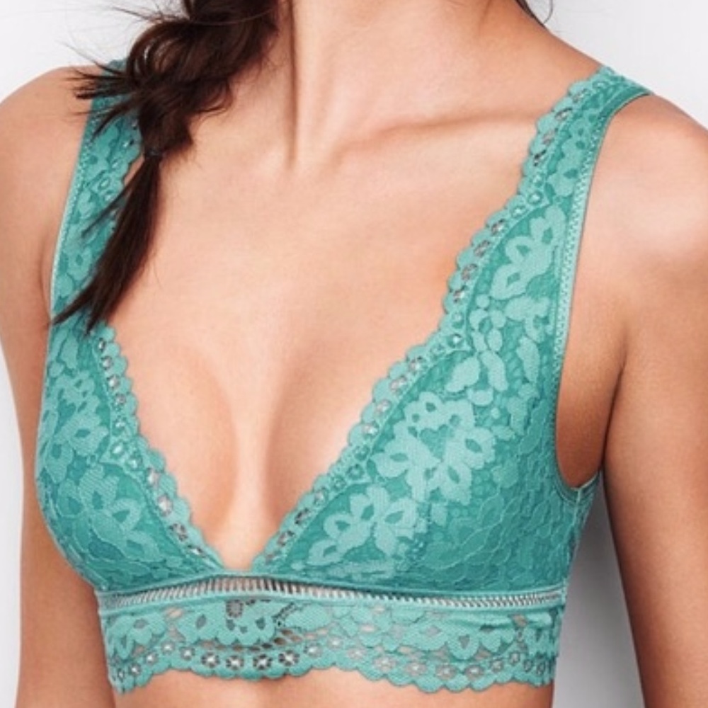 Sexy Deep V Crop Bralette Cozumel Teal