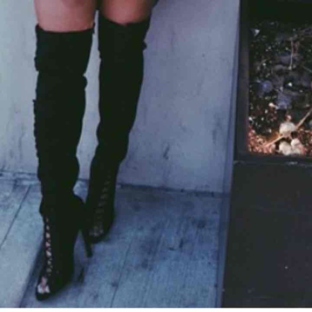 Black lace up boots