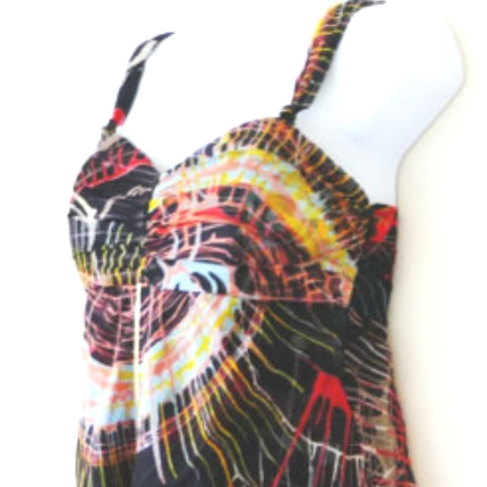 Silk XS La Rok Strapless Dress Sexy Rock Cocktail Wearable Art Modern Splatter - Picture 3 of 10