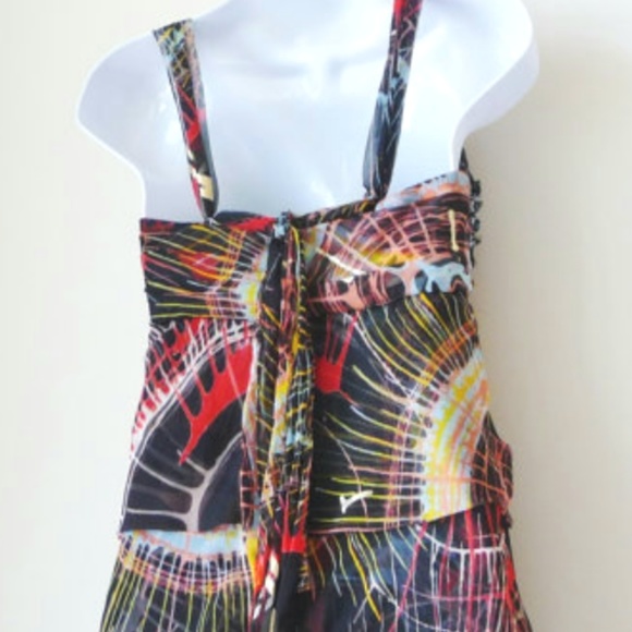 Silk XS La Rok Strapless Dress Sexy Rock Cocktail Wearable Art Modern Splatter - Picture 7 of 10